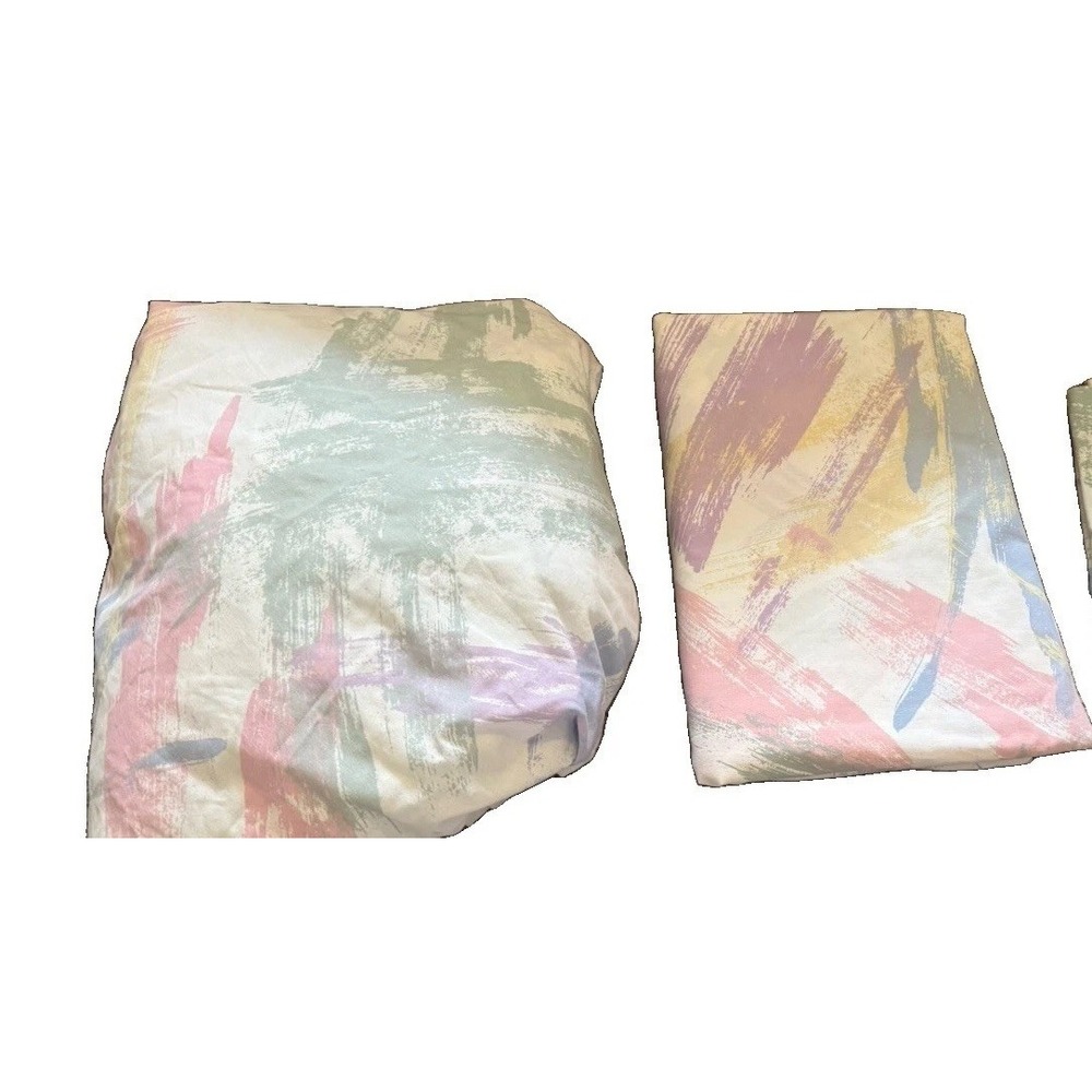 Vintage JCPenney Sheet Set Twin 2 Pc Set Watercolor Pink Blue Green
